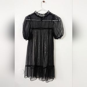 Sheer puff sleeve dress